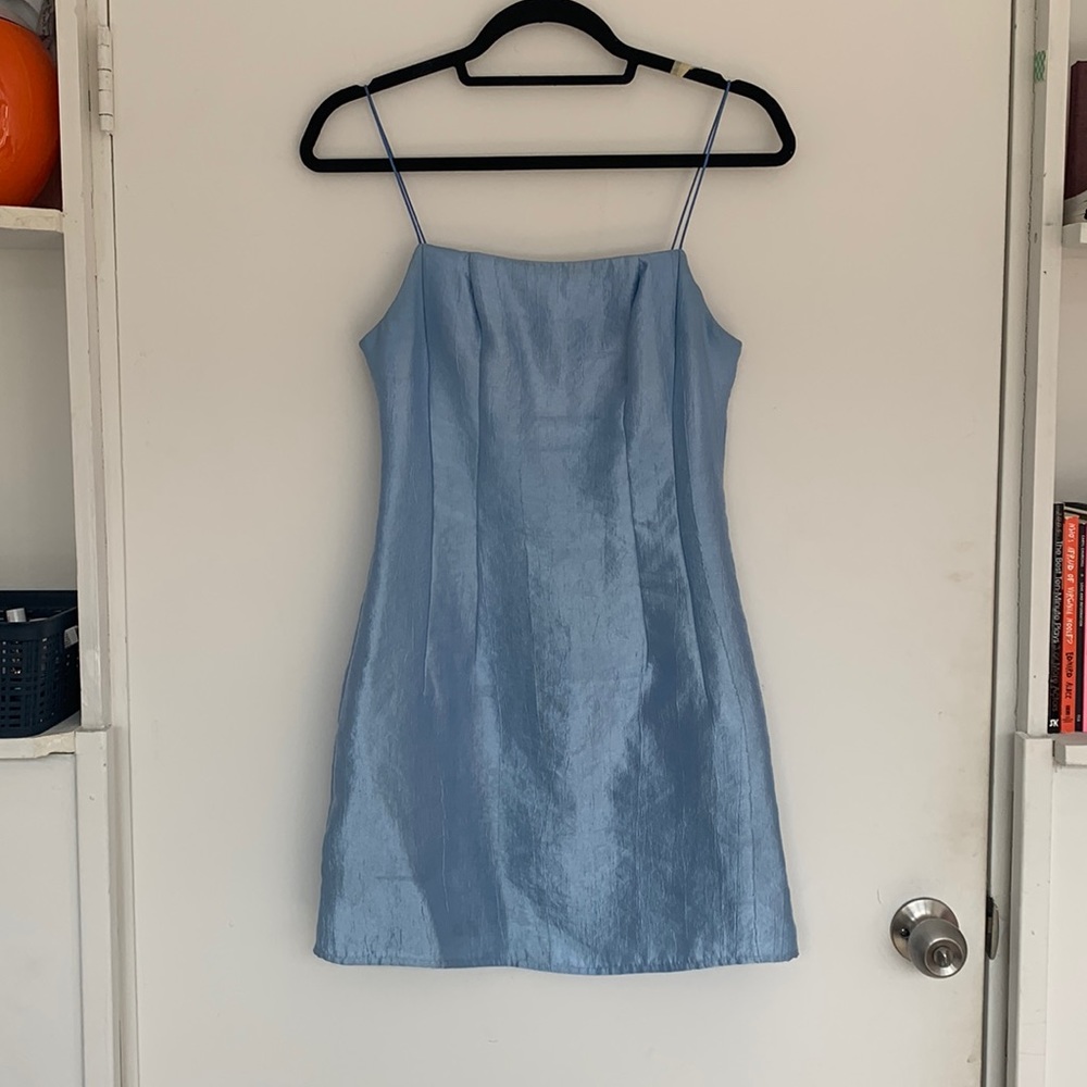 Topshop blue metallic mini dress